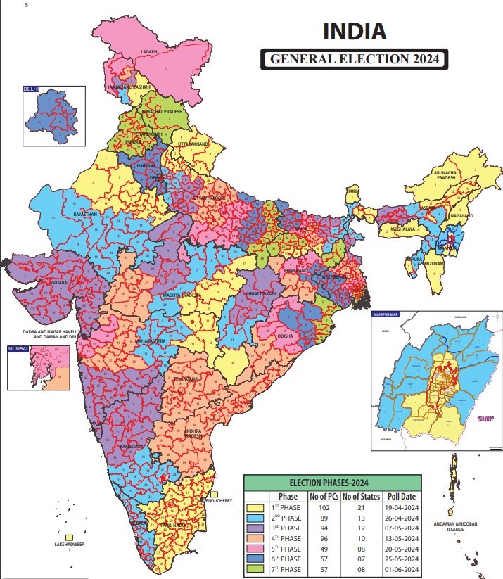 State wise Lok Sabha General Election Schedule 2024 Image